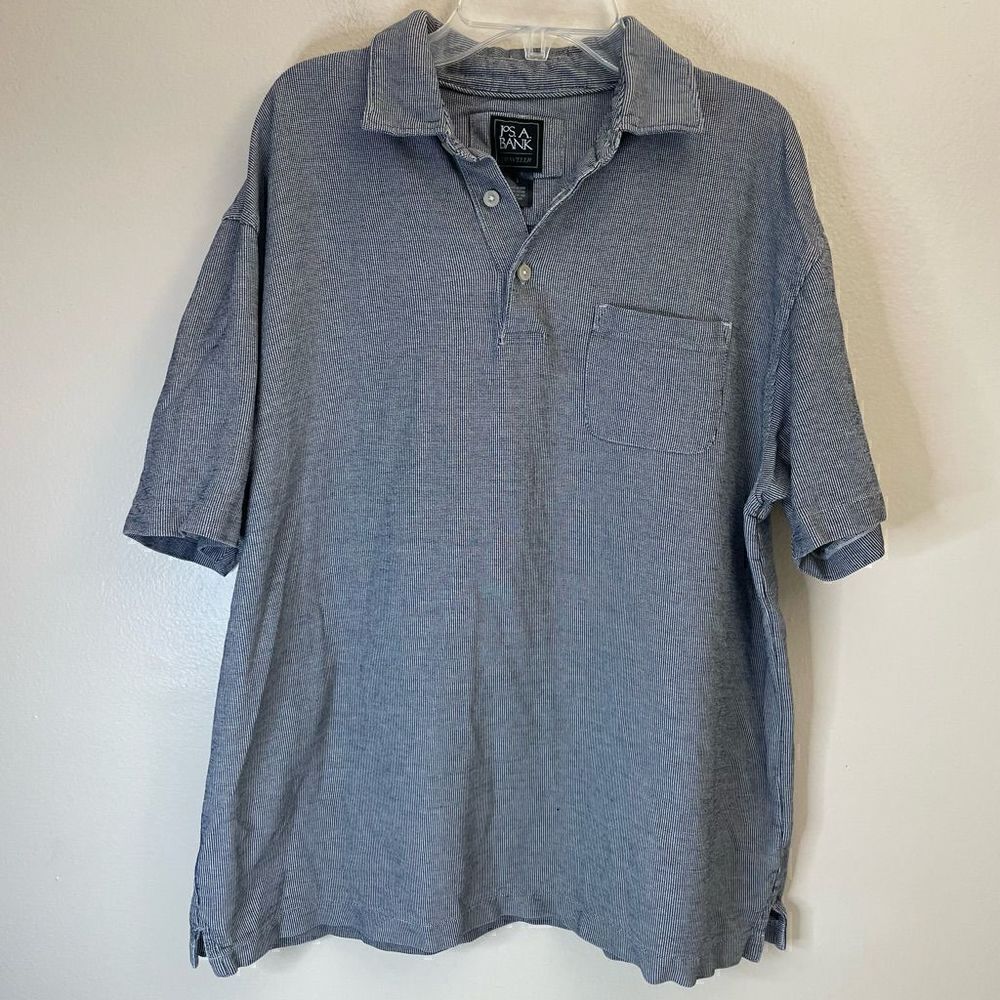 Jos A Bank Traveler| Large| 100% Cotton| Gingham print|Golf| Polo